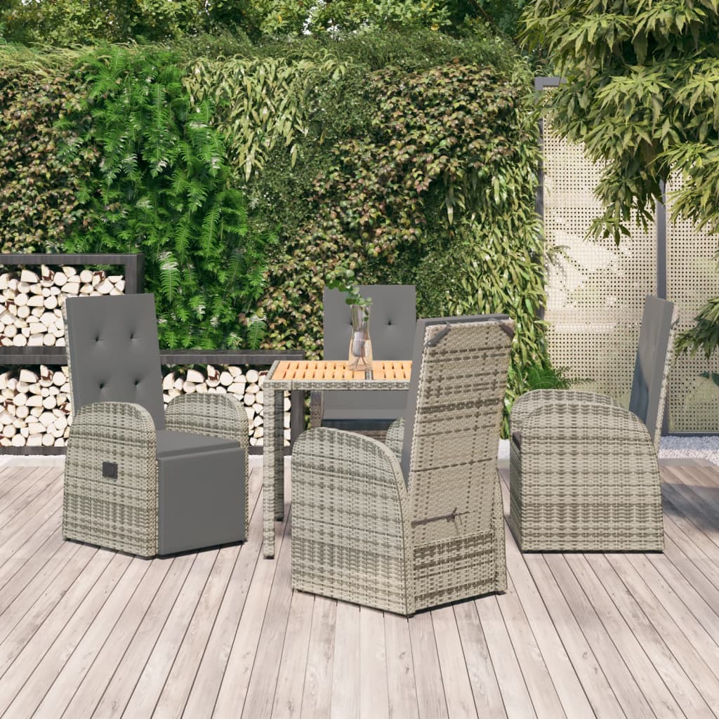 Set Mobilier De Grădină Cu Perne, 7 Piese, Gri, Poliratan