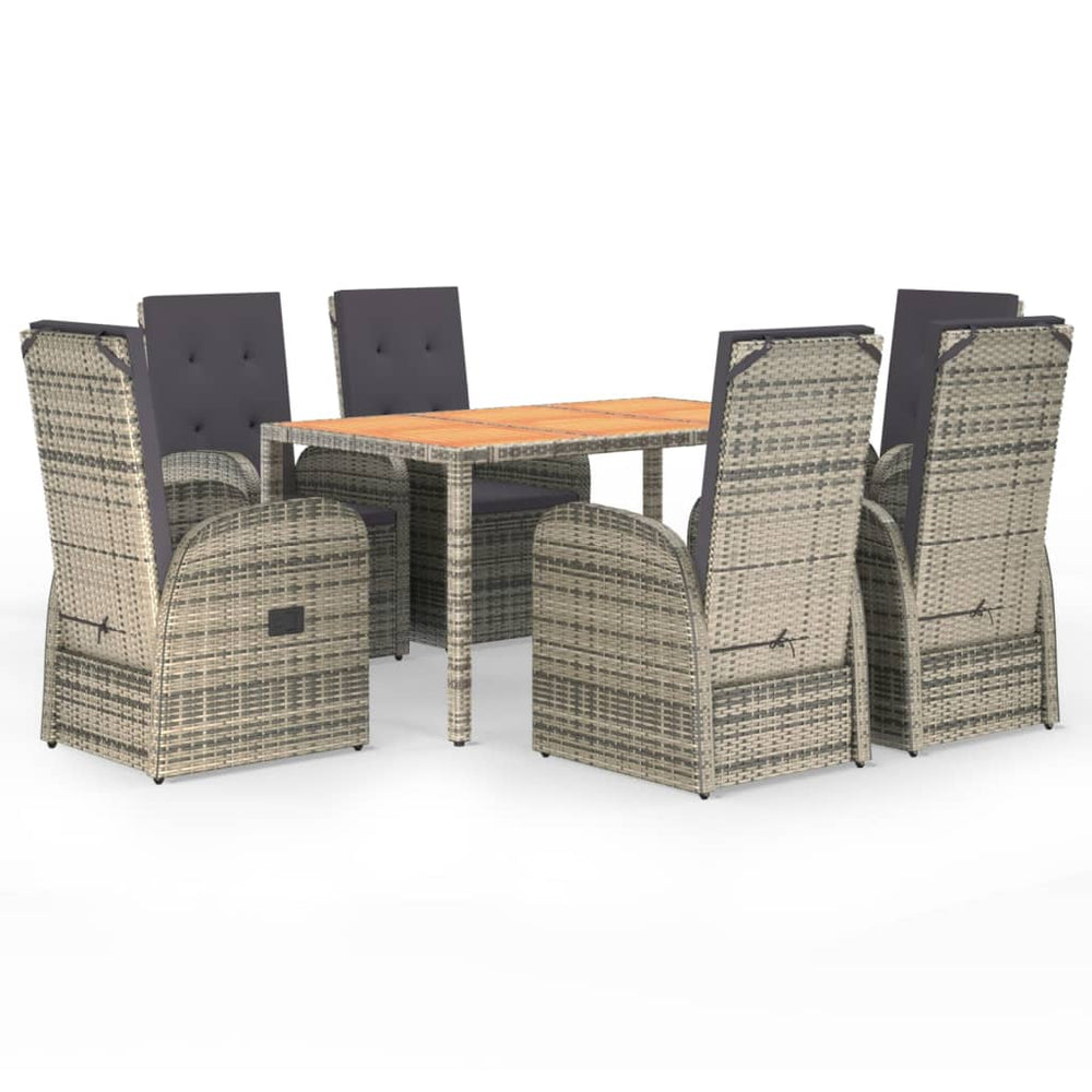 Set Mobilier De Grădină Cu Perne, 7 Piese, Gri, Poliratan