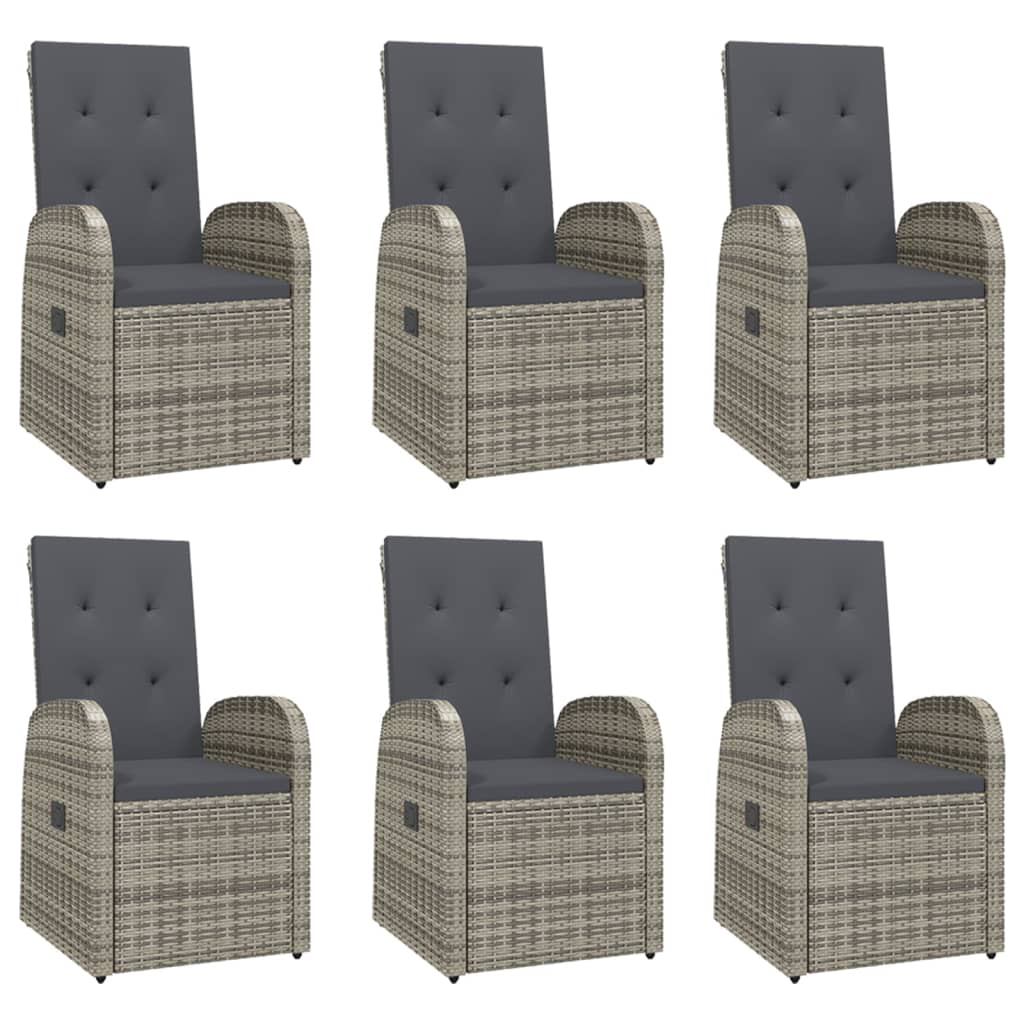 Set Mobilier De Grădină Cu Perne, 7 Piese, Gri, Poliratan