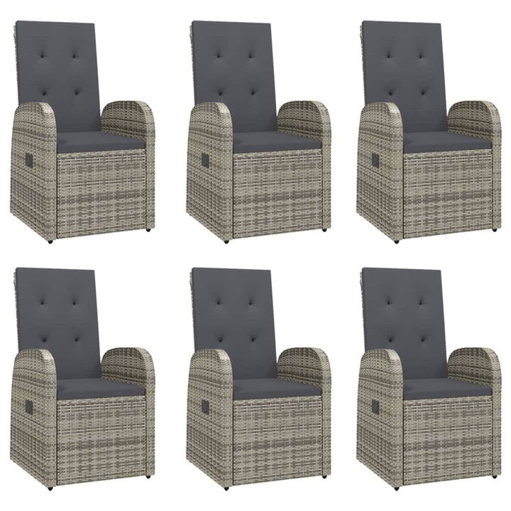 Set Mobilier De Grădină Cu Perne, 7 Piese, Gri, Poliratan