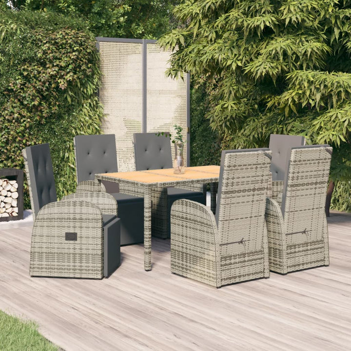 Set Mobilier De Grădină Cu Perne, 7 Piese, Gri, Poliratan