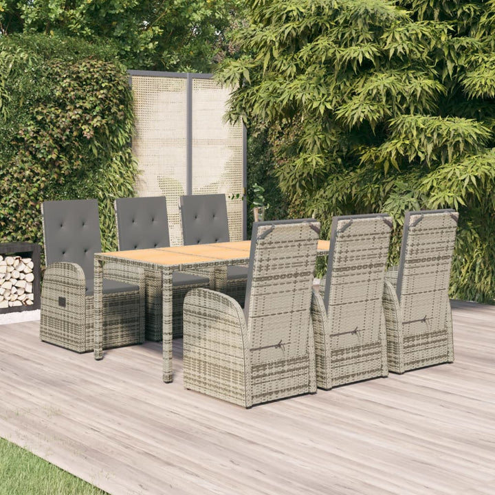 Set Mobilier De Grădină Cu Perne, 7 Piese, Gri, Poliratan
