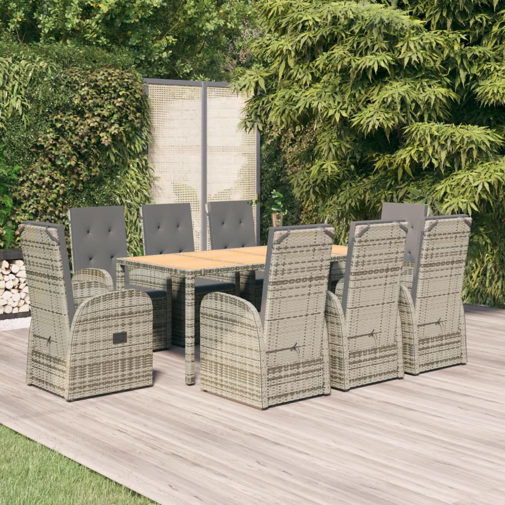 Set Mobilier De Grădină Cu Perne, 7 Piese, Gri, Poliratan