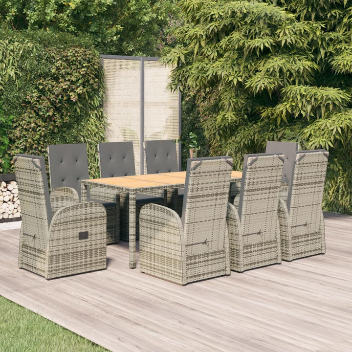 Set Mobilier De Grădină Cu Perne, 7 Piese, Gri, Poliratan