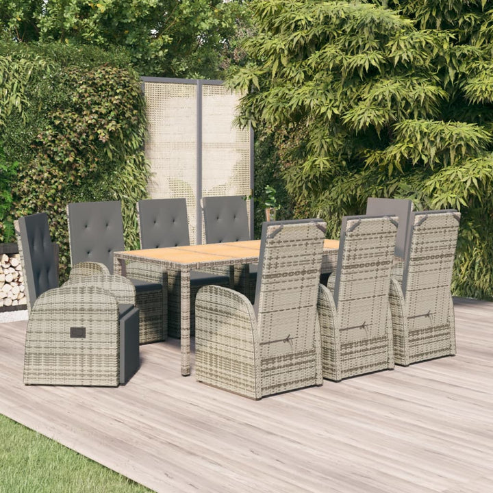 Set Mobilier De Grădină Cu Perne, 7 Piese, Gri, Poliratan