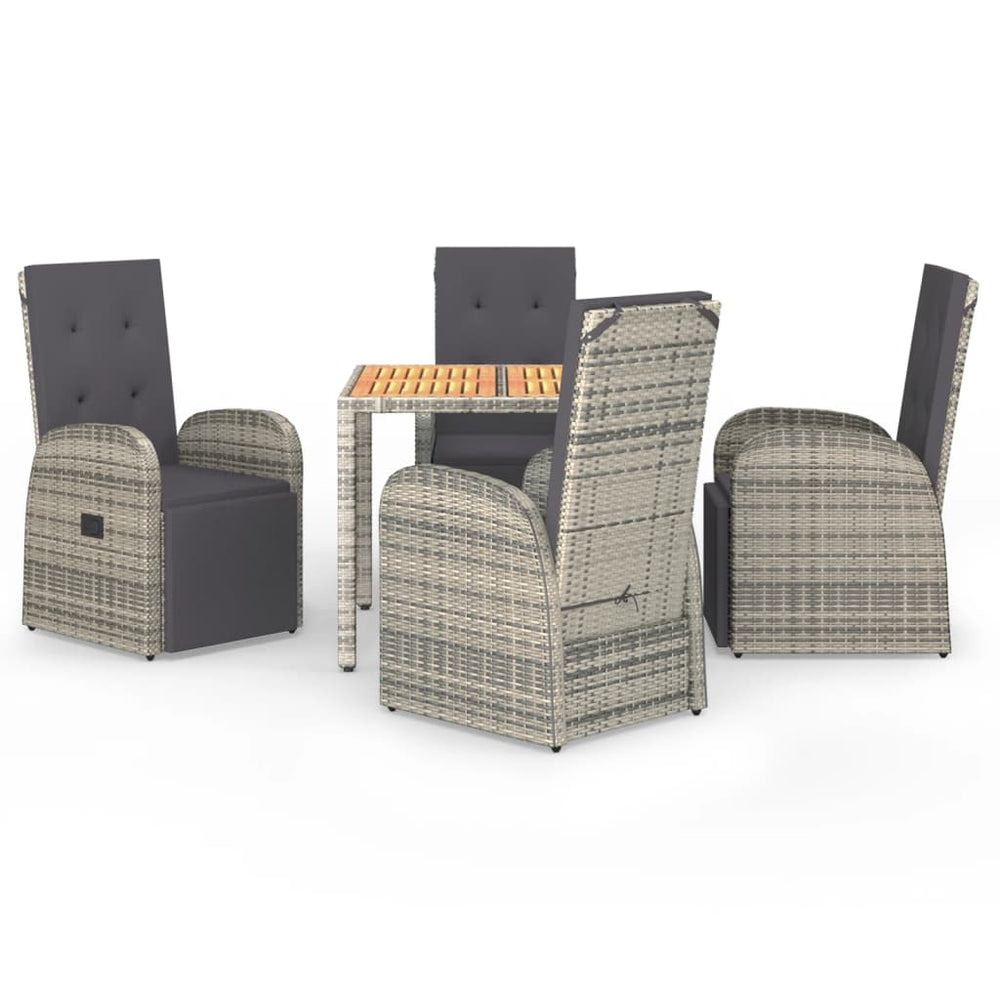 Set Mobilier De Grădină Cu Perne, 5 Piese, Gri, Poliratan