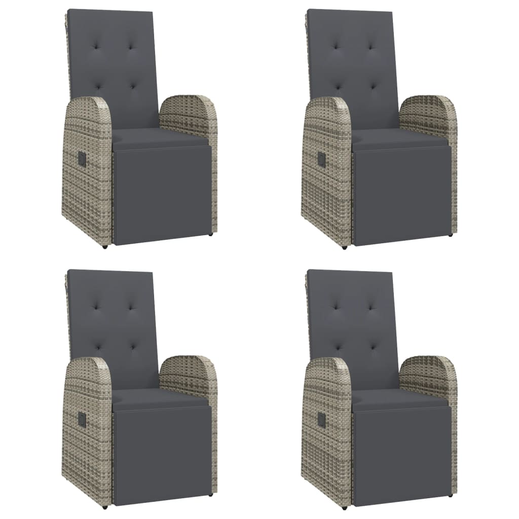 Set Mobilier De Grădină Cu Perne, 5 Piese, Gri, Poliratan