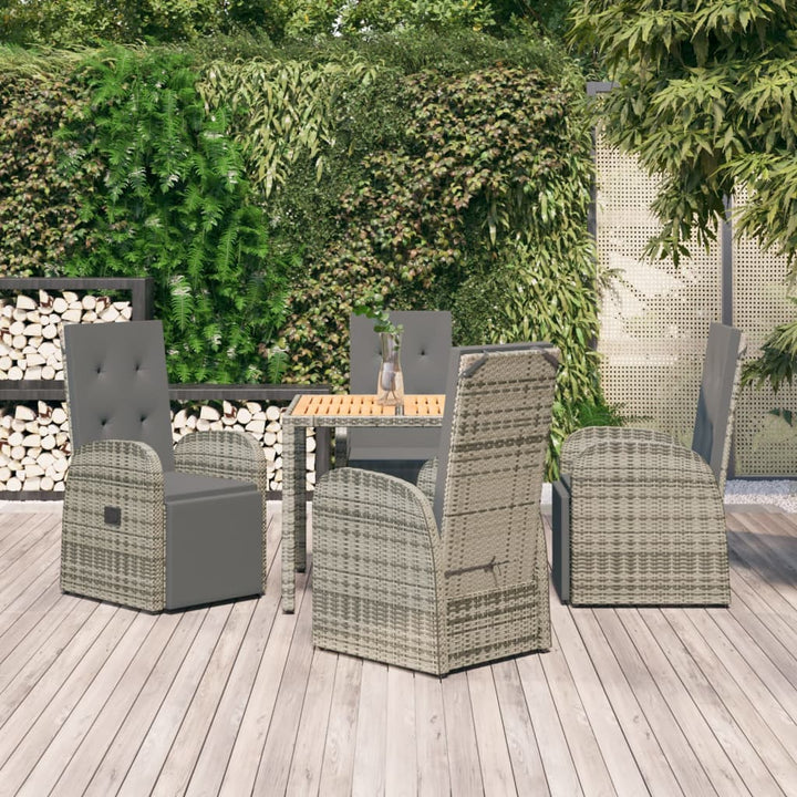 Set Mobilier De Grădină Cu Perne, 5 Piese, Gri, Poliratan