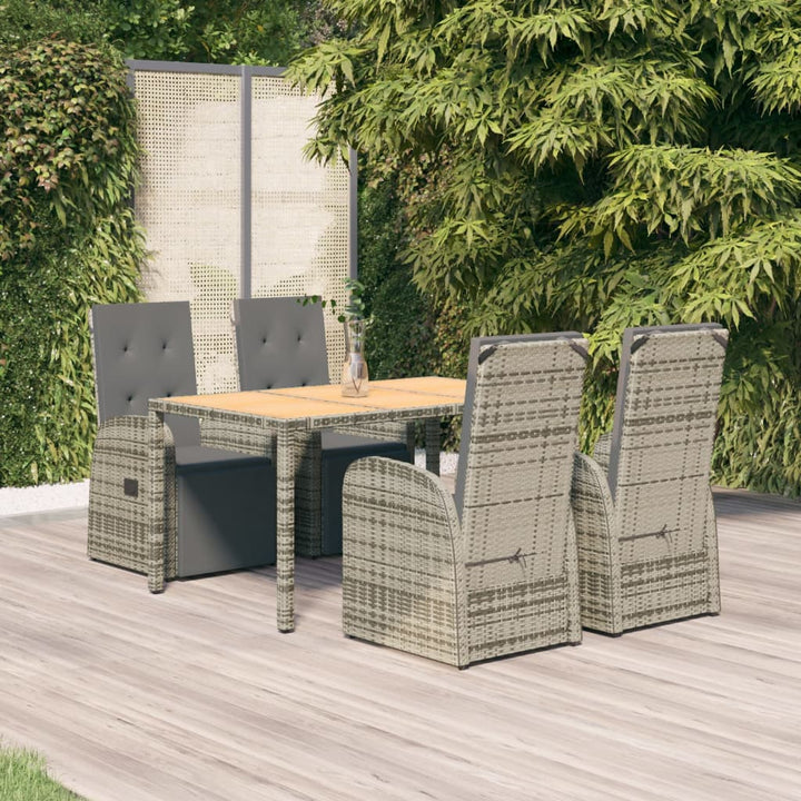 Set Mobilier De Grădină Cu Perne, 5 Piese, Gri, Poliratan
