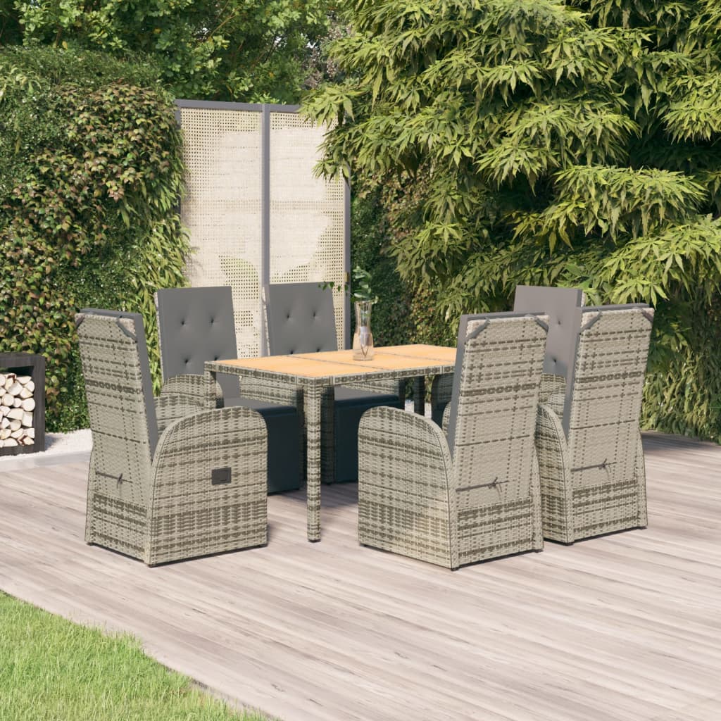 Set Mobilier De Grădină Cu Perne, 5 Piese, Gri, Poliratan