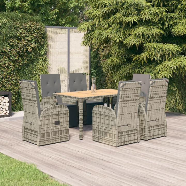 Set Mobilier De Grădină Cu Perne, 5 Piese, Gri, Poliratan