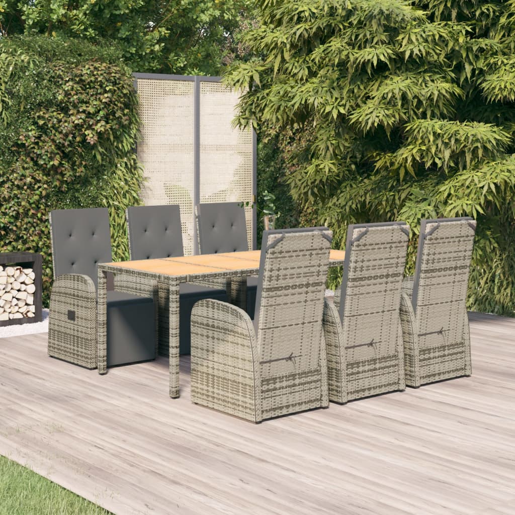 Set Mobilier De Grădină Cu Perne, 5 Piese, Gri, Poliratan