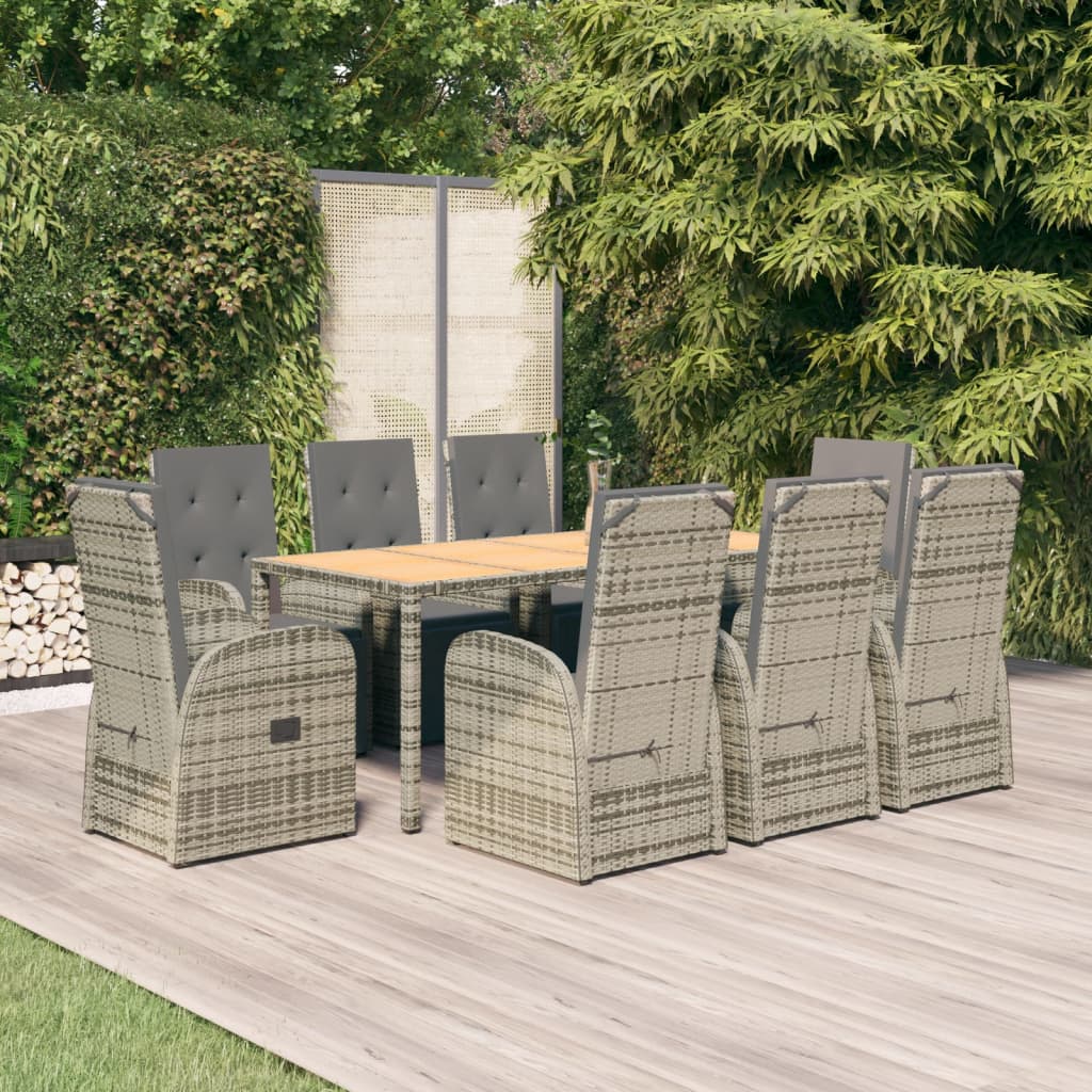 Set Mobilier De Grădină Cu Perne, 5 Piese, Gri, Poliratan