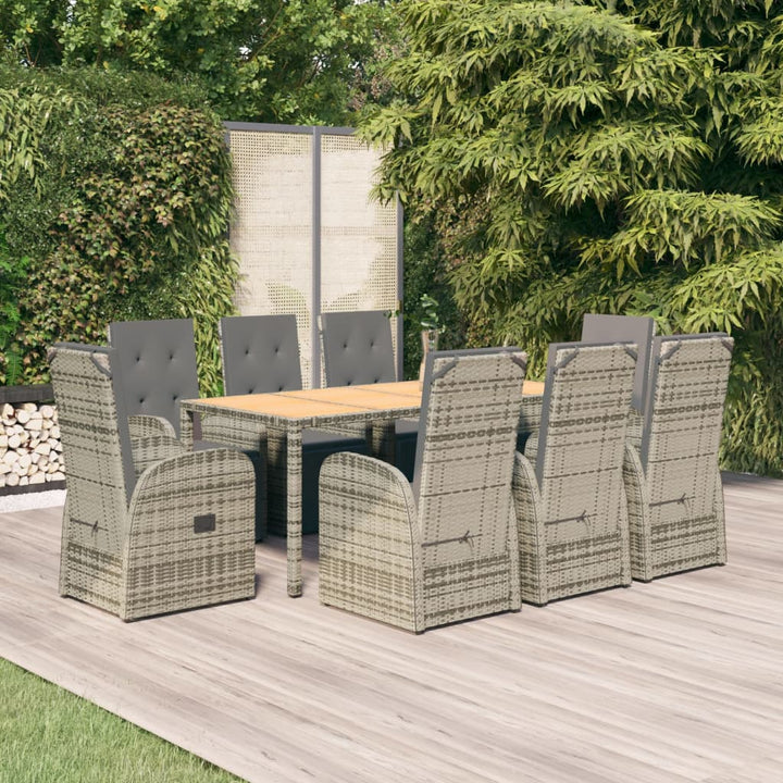 Set Mobilier De Grădină Cu Perne, 5 Piese, Gri, Poliratan