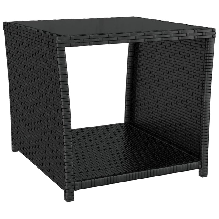 Set Șezlonguri Grădină, 2 Piese, Negru, Poliratan&