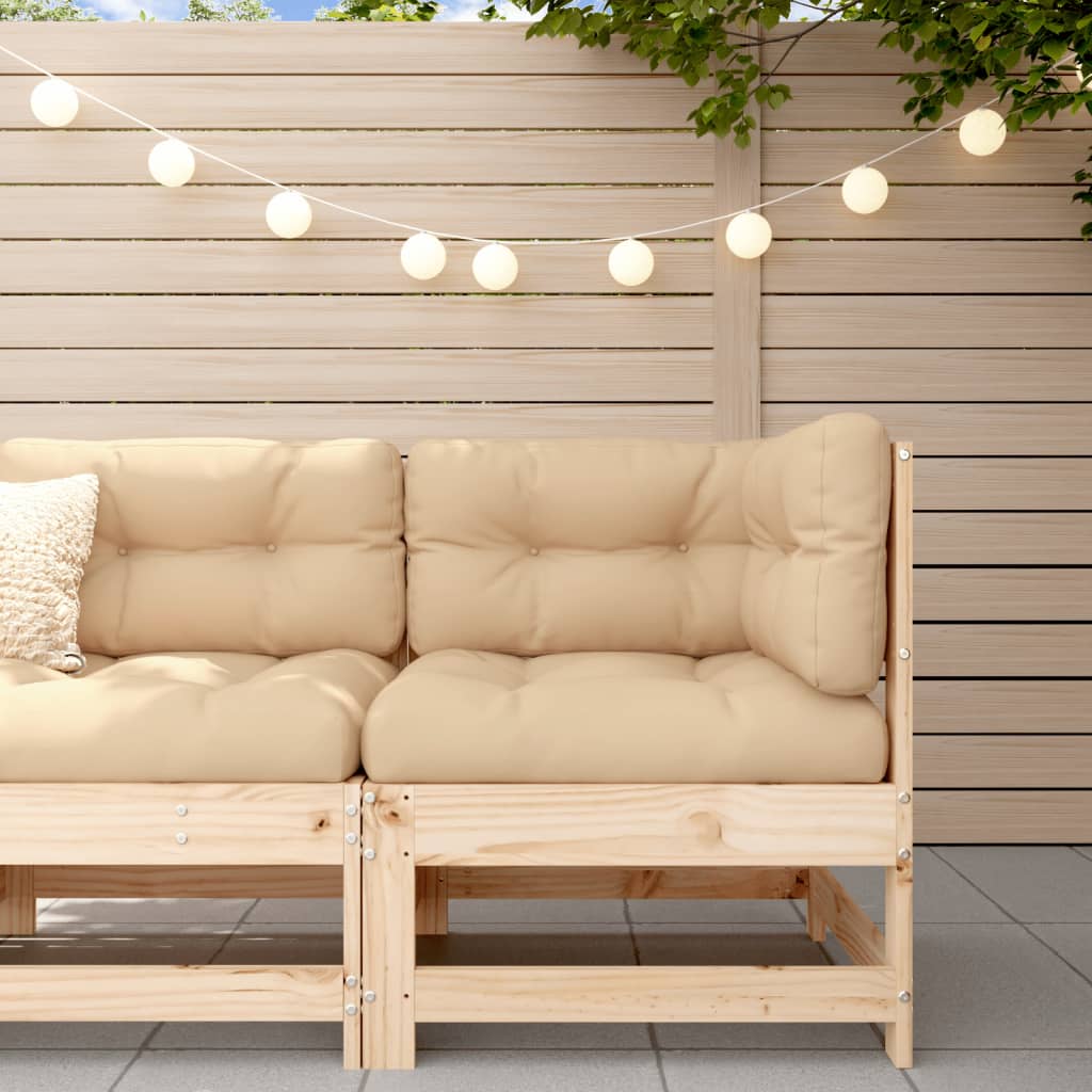 Set Mobilier De Grădină Cu Perne, 3 Piese, Negru, Lemn Masiv