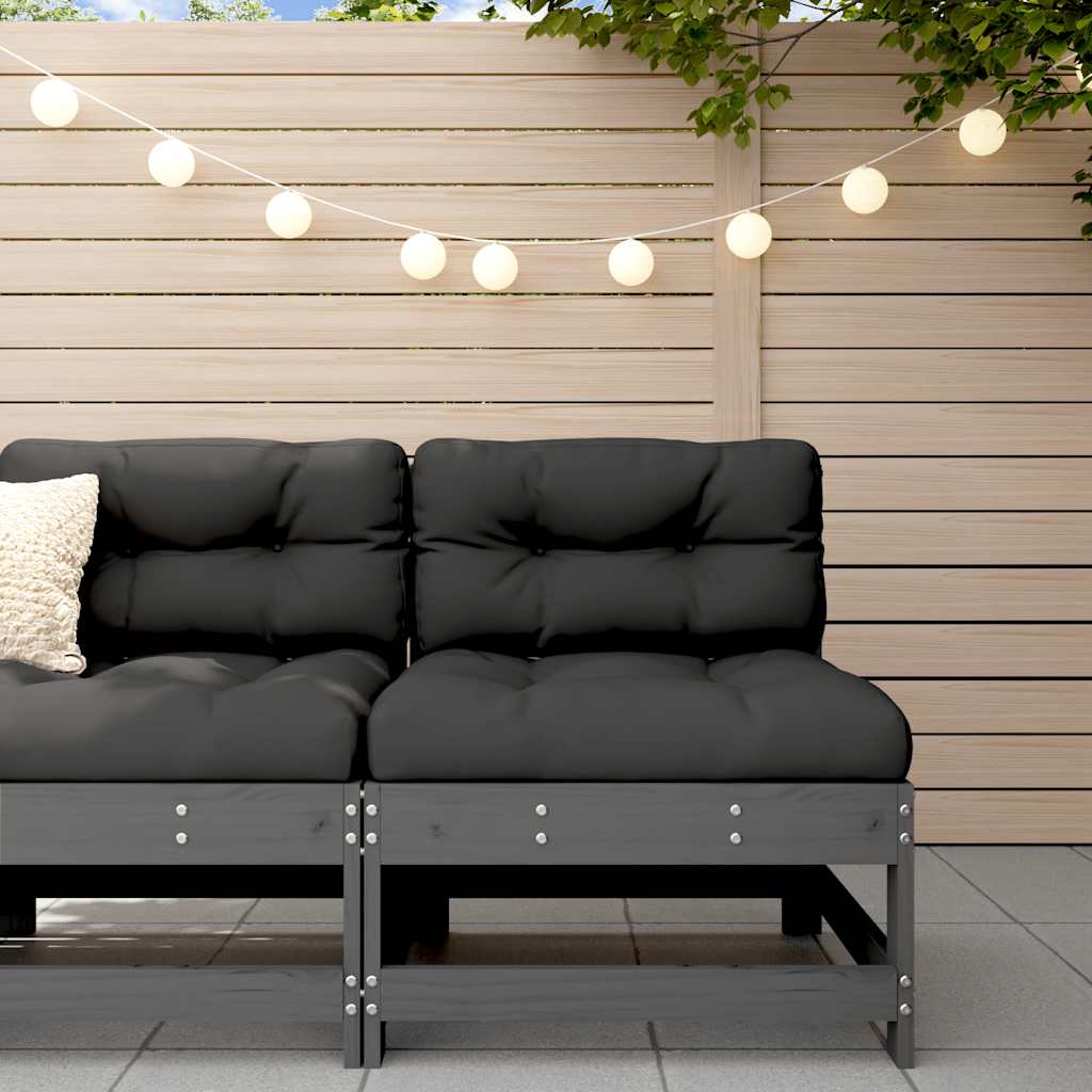 Set Mobilier De Grădină Cu Perne, 3 Piese, Negru, Lemn Masiv