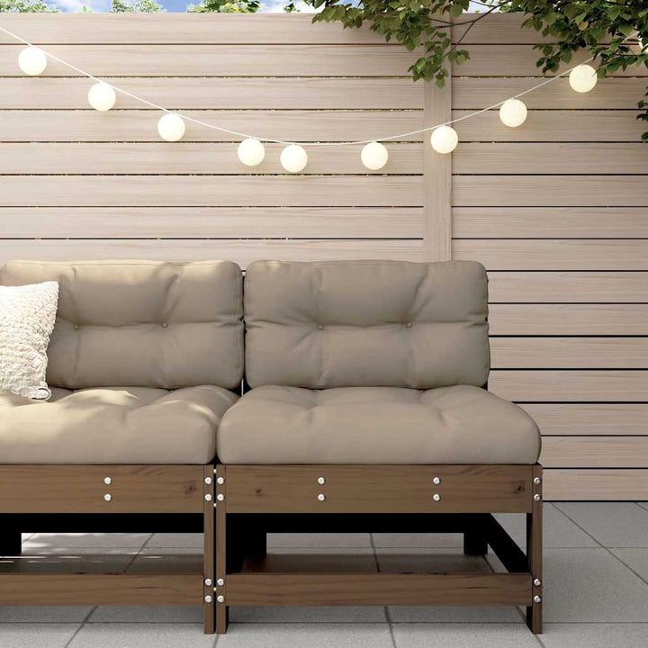 Set Mobilier De Grădină Cu Perne, 3 Piese, Negru, Lemn Masiv