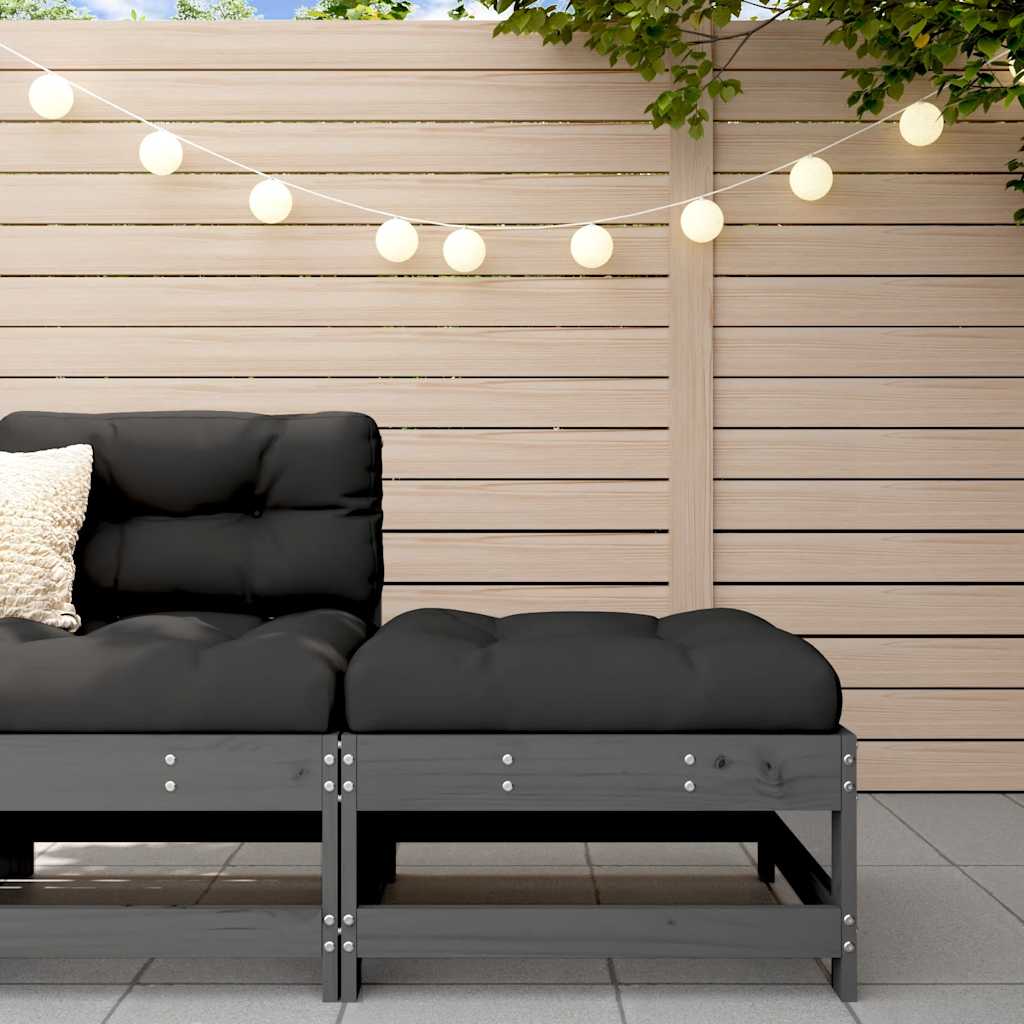 Set Mobilier De Grădină Cu Perne, 3 Piese, Negru, Lemn Masiv
