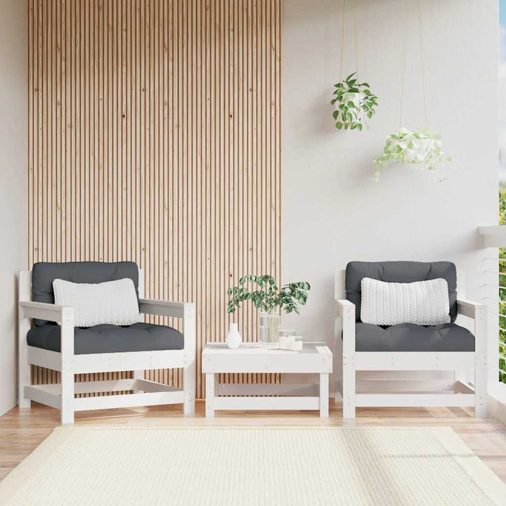Set Mobilier De Grădină Cu Perne, 3 Piese, Negru, Lemn Masiv