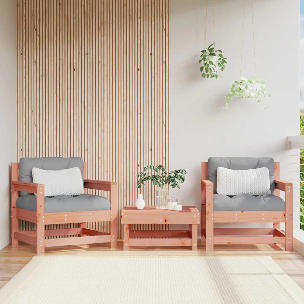 Set Mobilier De Grădină Cu Perne, 3 Piese, Negru, Lemn Masiv