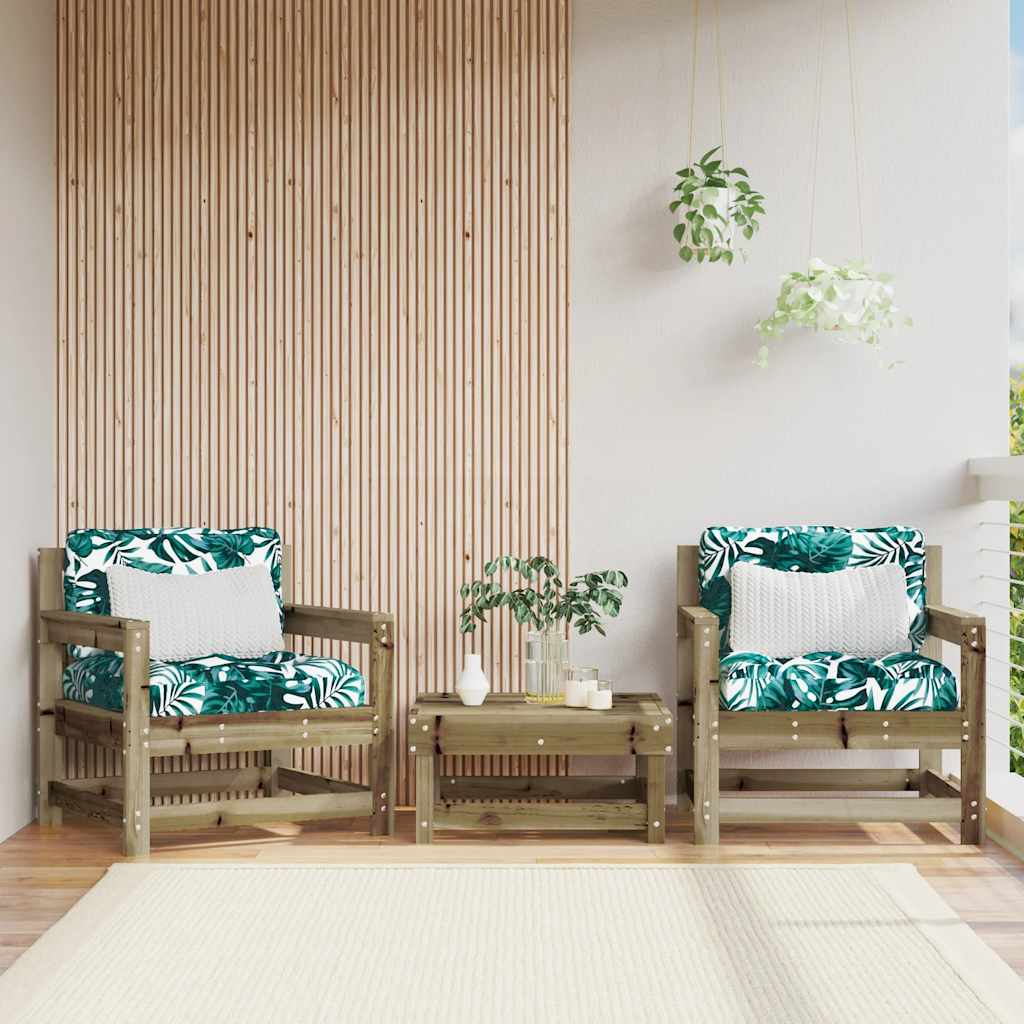 Set Mobilier De Grădină Cu Perne, 3 Piese, Negru, Lemn Masiv