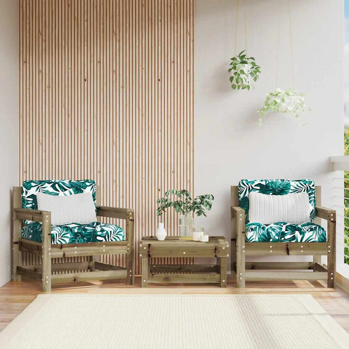 Set Mobilier De Grădină Cu Perne, 3 Piese, Negru, Lemn Masiv
