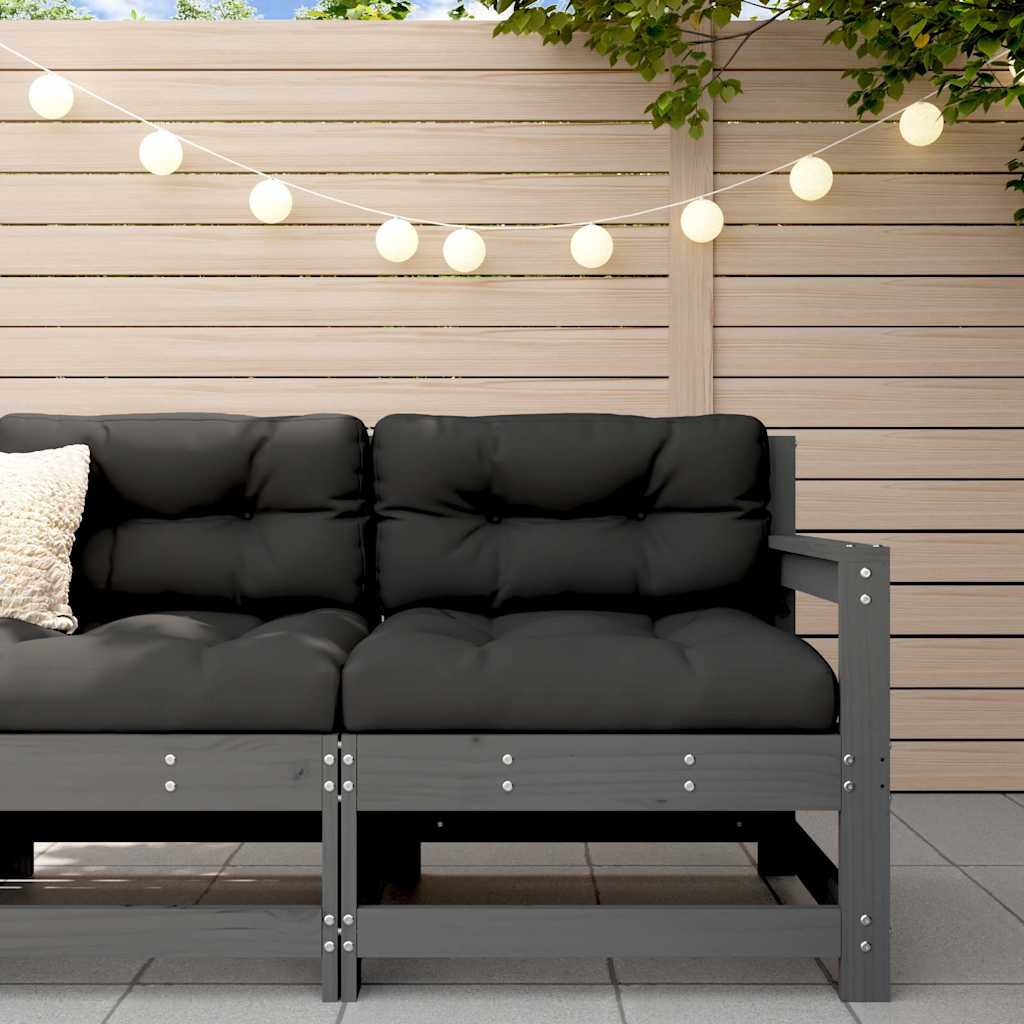 Set Mobilier De Grădină Cu Perne, 3 Piese, Negru, Lemn Masiv