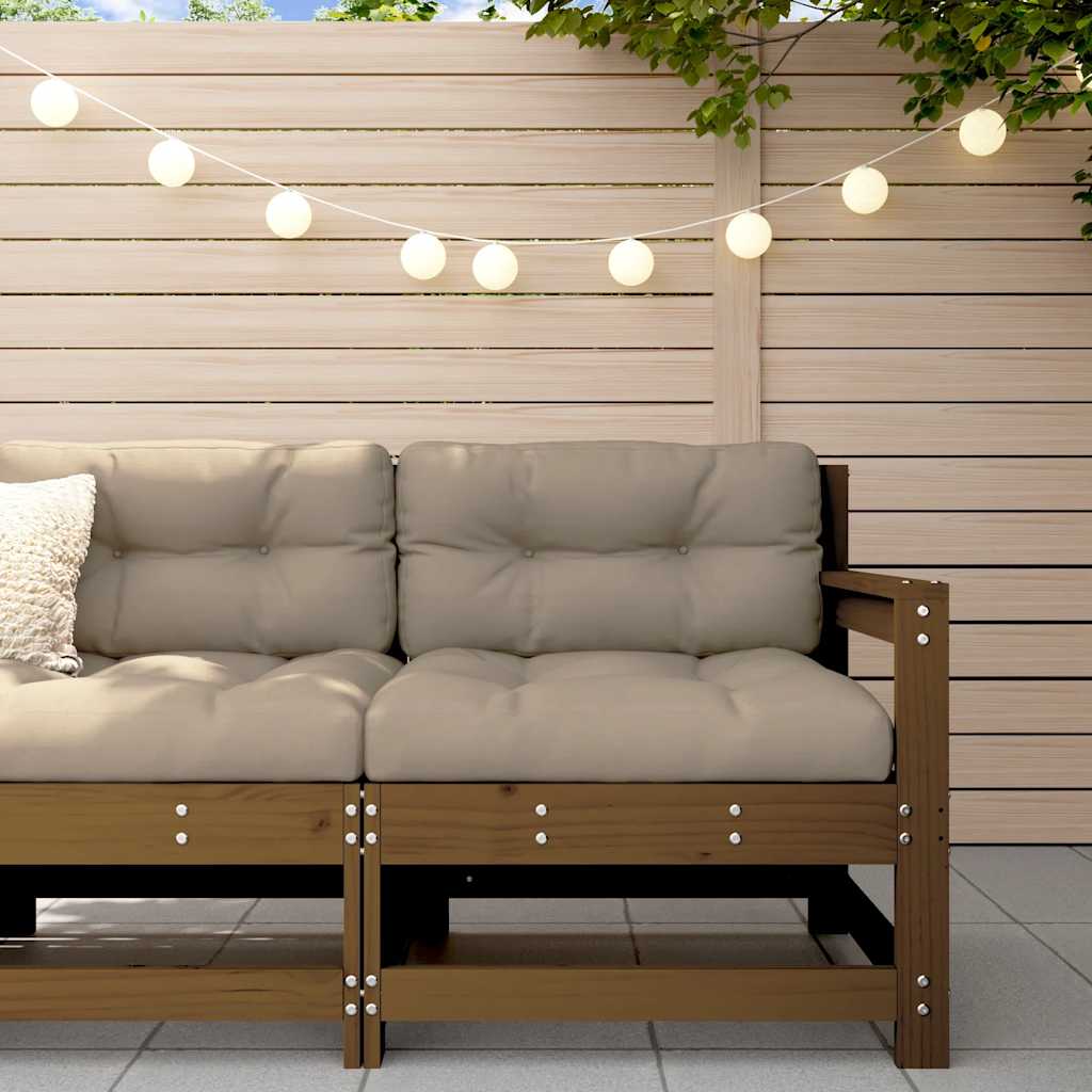 Set Mobilier De Grădină Cu Perne, 3 Piese, Negru, Lemn Masiv