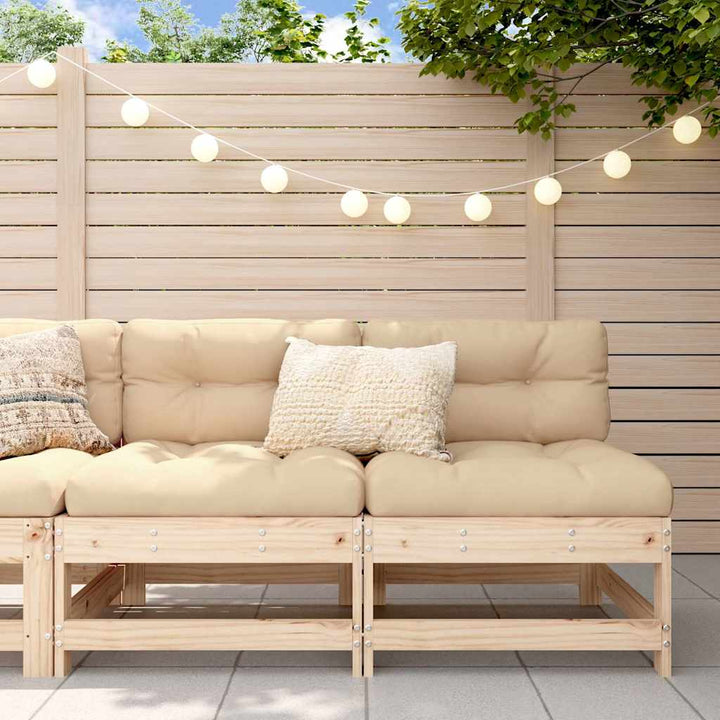 Set Mobilier De Grădină Cu Perne, 3 Piese, Negru, Lemn Masiv