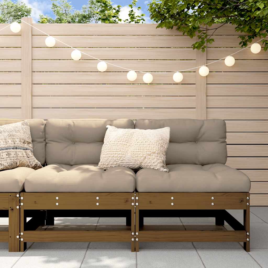 Set Mobilier De Grădină Cu Perne, 3 Piese, Negru, Lemn Masiv