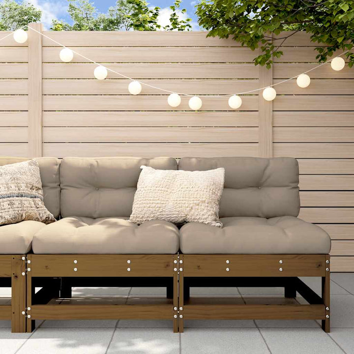 Set Mobilier De Grădină Cu Perne, 3 Piese, Negru, Lemn Masiv
