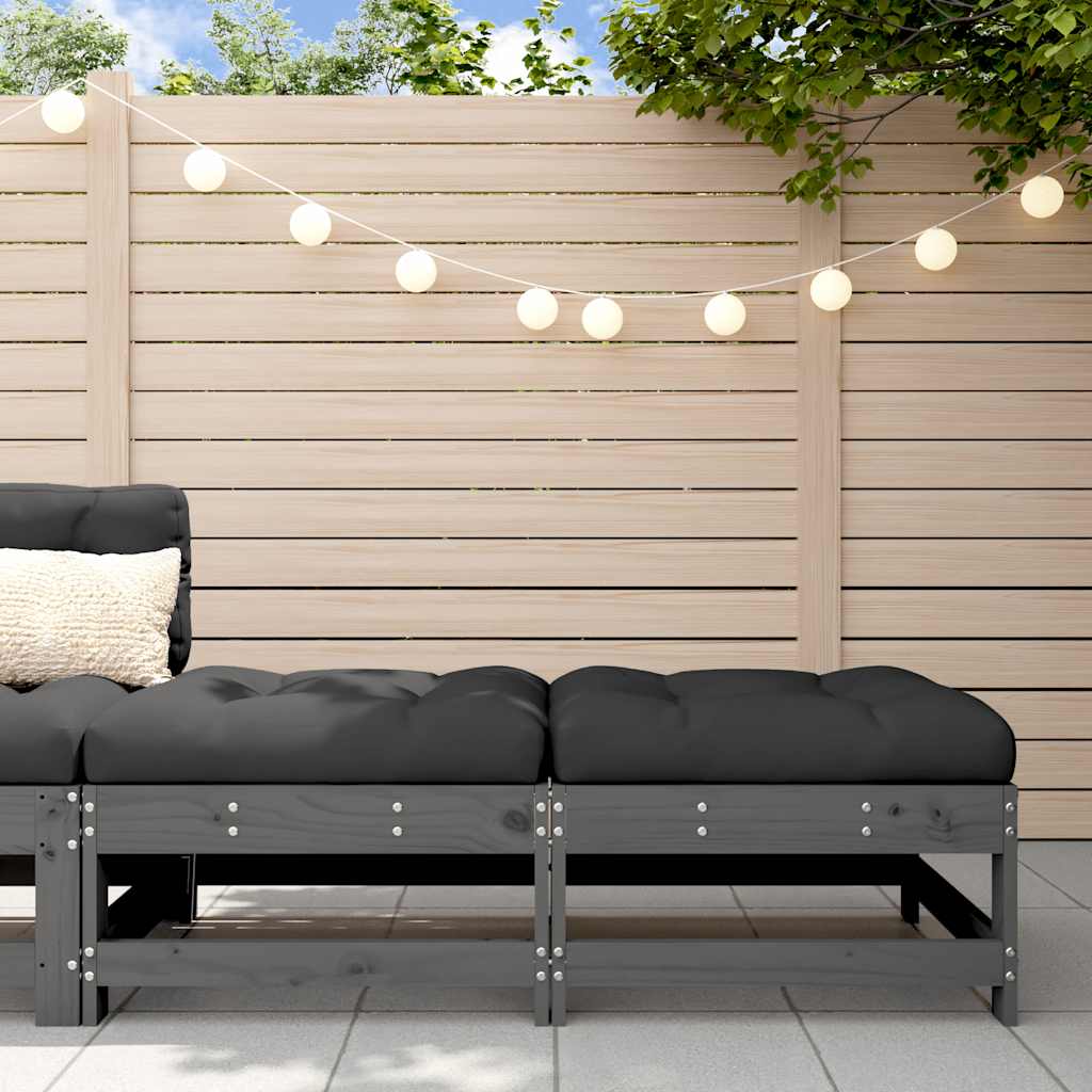 Set Mobilier De Grădină Cu Perne, 3 Piese, Negru, Lemn Masiv