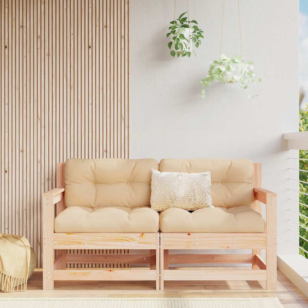 Set Mobilier De Grădină Cu Perne, 3 Piese, Negru, Lemn Masiv