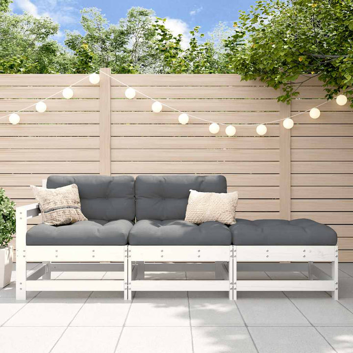Set Mobilier De Grădină Cu Perne, 3 Piese, Negru, Lemn Masiv