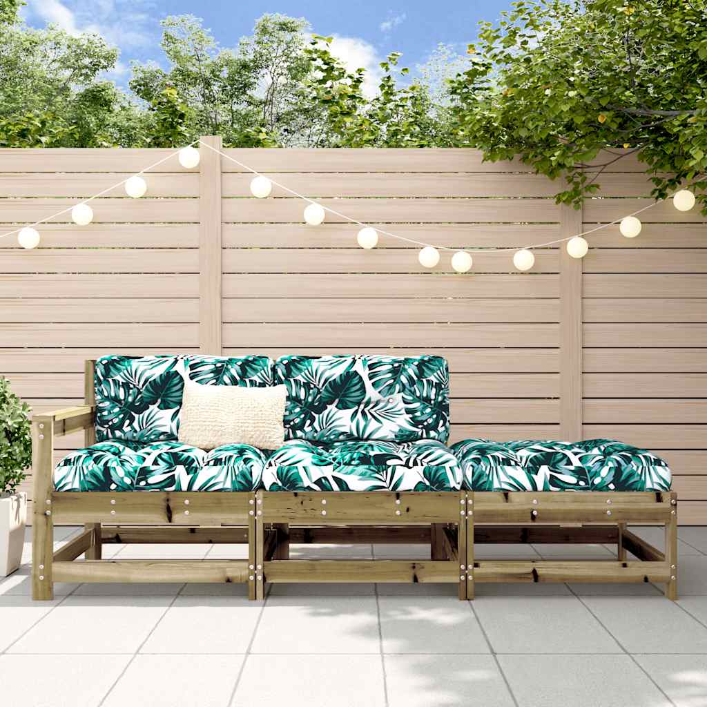 Set Mobilier De Grădină Cu Perne, 3 Piese, Negru, Lemn Masiv