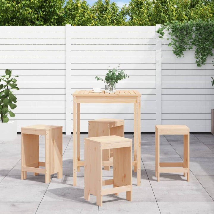 Set Mobilier Bar De Grădină, 5 Piese, Maro Miere Lemn Masiv Pin