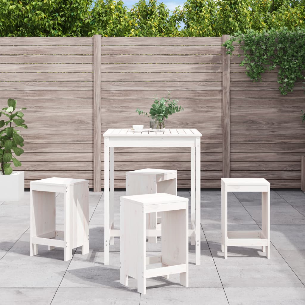 Set Mobilier Bar De Grădină, 5 Piese, Maro Miere Lemn Masiv Pin