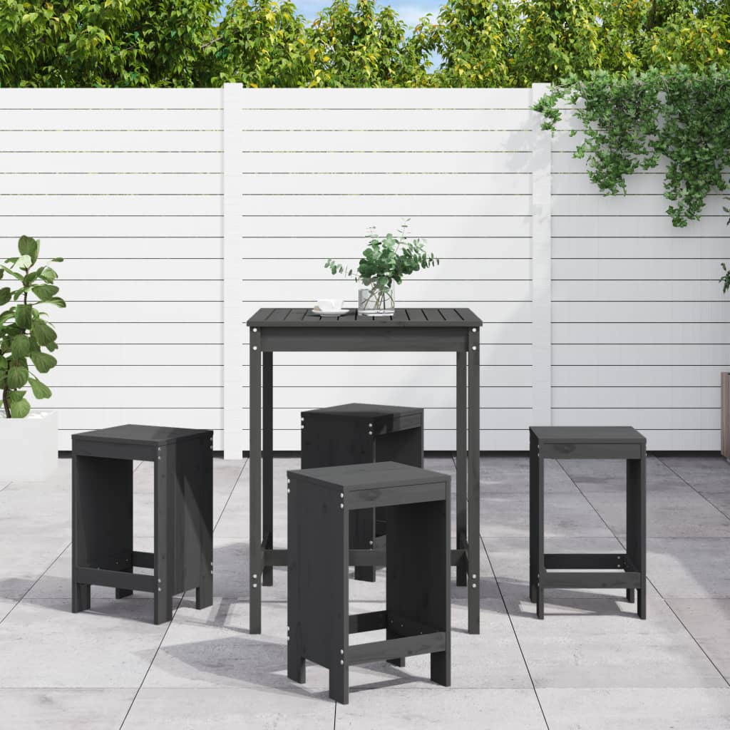 Set Mobilier Bar De Grădină, 5 Piese, Maro Miere Lemn Masiv Pin