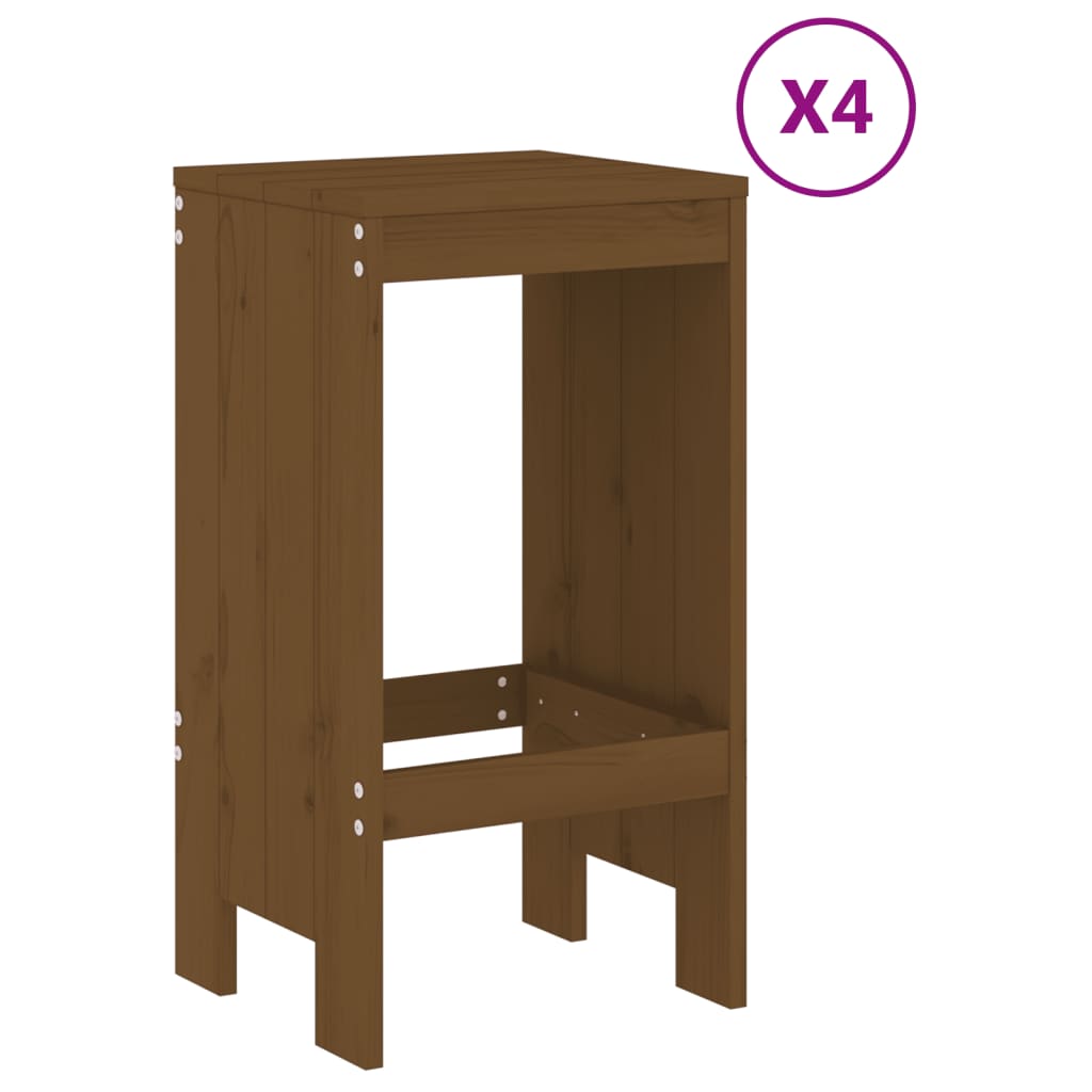 Set Mobilier Bar De Grădină, 5 Piese, Maro Miere Lemn Masiv Pin