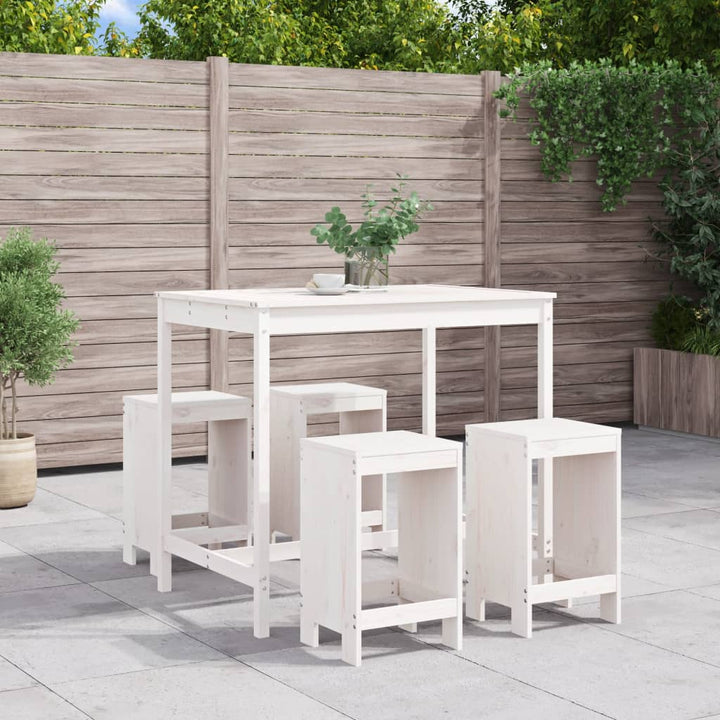 Set Mobilier Bar De Grădină, 5 Piese, Negru, Lemn Masiv De Pin