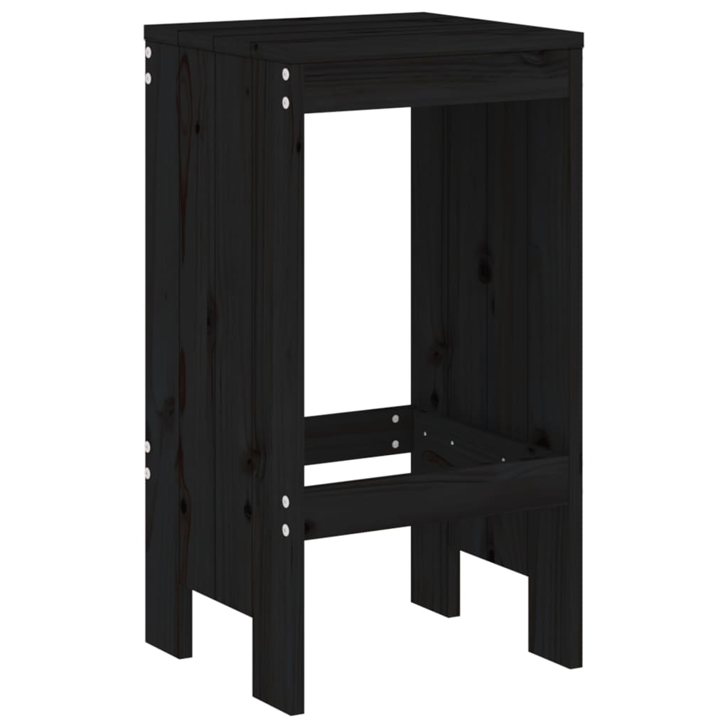 Set Mobilier Bar De Grădină, 5 Piese, Negru, Lemn Masiv De Pin