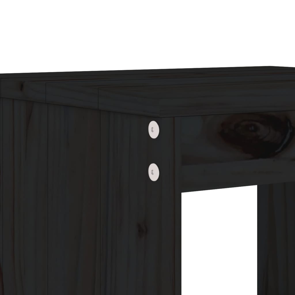 Set Mobilier Bar De Grădină, 5 Piese, Negru, Lemn Masiv De Pin