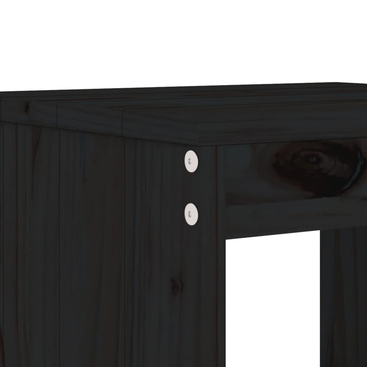 Set Mobilier Bar De Grădină, 5 Piese, Negru, Lemn Masiv De Pin
