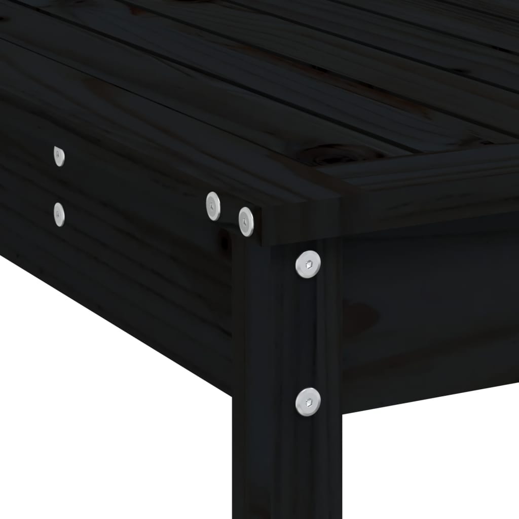 Set Mobilier Bar De Grădină, 5 Piese, Negru, Lemn Masiv De Pin