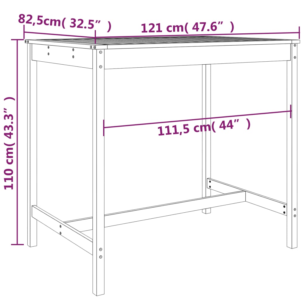 Set Mobilier Bar De Grădină, 5 Piese, Negru, Lemn Masiv De Pin