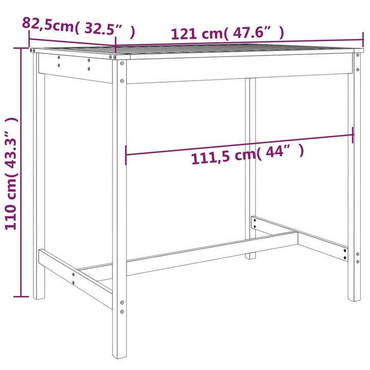 Set Mobilier Bar De Grădină, 5 Piese, Negru, Lemn Masiv De Pin