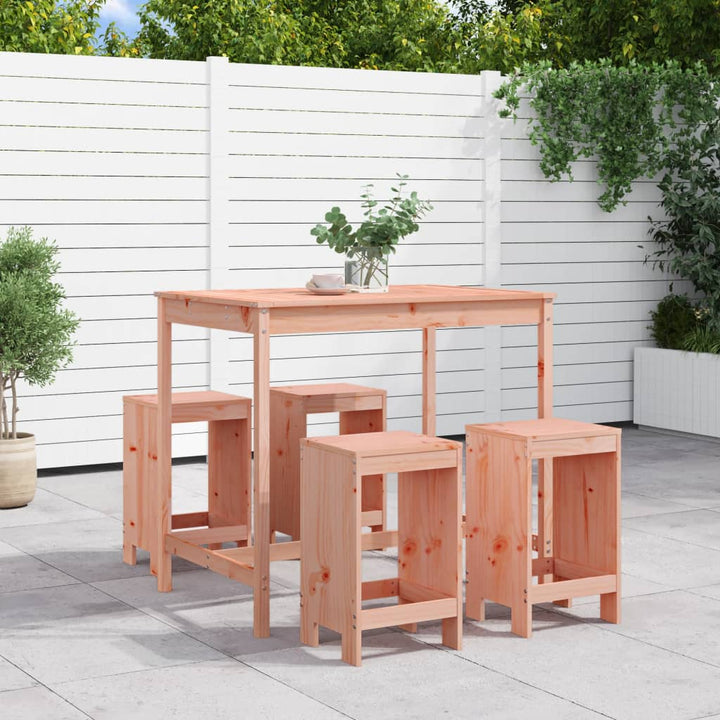 Set Mobilier Bar De Grădină, 5 Piese, Negru, Lemn Masiv De Pin