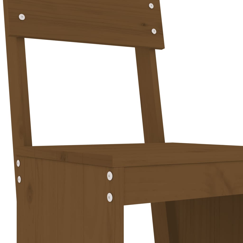 Set Mobilier De Bar, 3 Piese, Maro Miere, Lemn Masiv De Pin