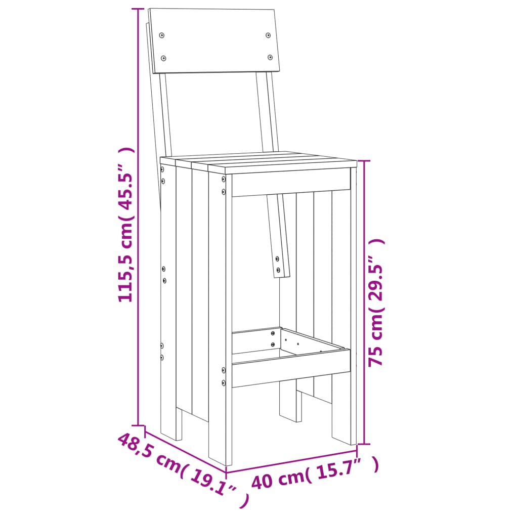 Set Mobilier De Bar, 3 Piese, Maro Miere, Lemn Masiv De Pin